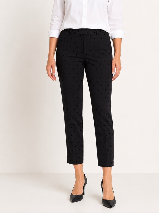 Talbots Pants - Talbots Hampshire Ankle Pants‎ Size 12 Black Flocked Heart Print Career Preppy